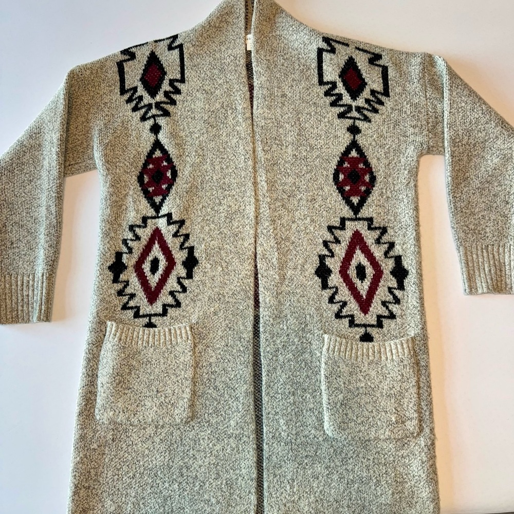 Debut Knit Cardigan with Black and Red Accents